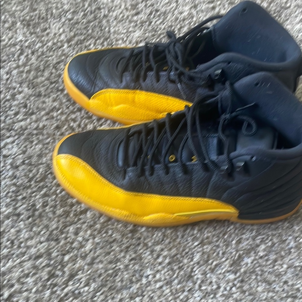 Jordan Black and Yellow Athletic Shoes with Cleated Soles